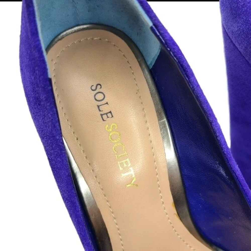 Sole Society Louisa Blue Violet Suede Wedges 6